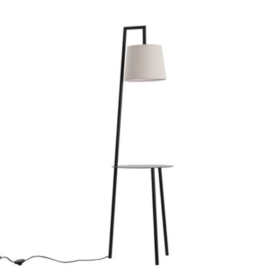 Darphe Modern Minimalist Tray Floor Lamp,living Room Floor Lamp With Side Table,linen Lampshade And Foot Switch from B&Q