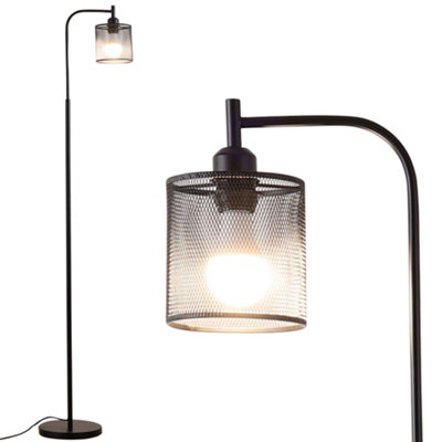 Darphe 60W Industrial Metal Mesh Floor Lamp,retro Black Living Room Floor Lamp With Foot Switch from B&Q