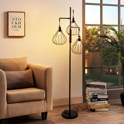 Darphe Modern Black 3-Head Metal Mesh Floor Lamp,living Room Bedroom Reading Light from B&Q
