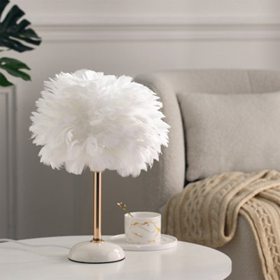 Darphe Nordic Style Feather Shaped Table LampCeramic BaseModern Home Bedside Lamp from B&Q