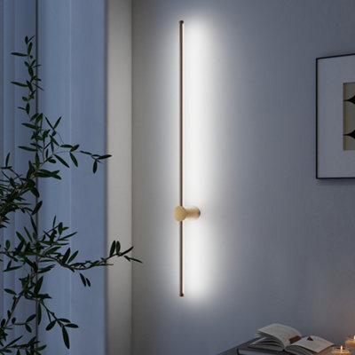 Darphe 20W Gold Line Wall Lamp,metallic Linear White Led Wall Lamp from B&Q