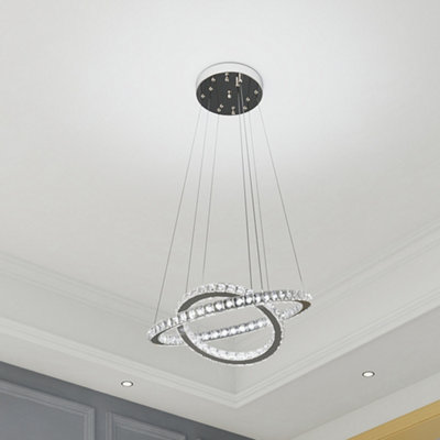 Darphe 48W Cool White Light Ring Crystal Led Ceiling Pendant Light from B&Q