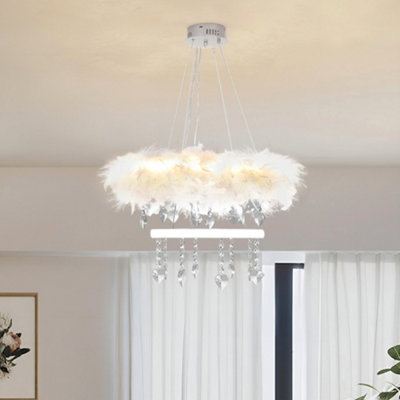 Darphe Double Layer Feather Chandelier Crystal Pendant Led Ceiling Chandelier from B&Q