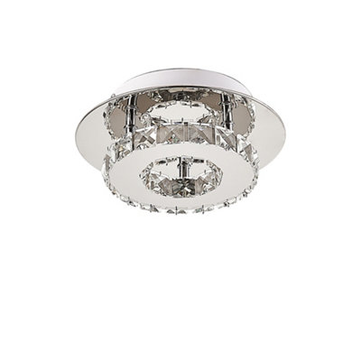 Darphe 20X20Cm Round Single Layer Crystal Ceiling Light With Chrome Plated Led Crystal Light from B&Q