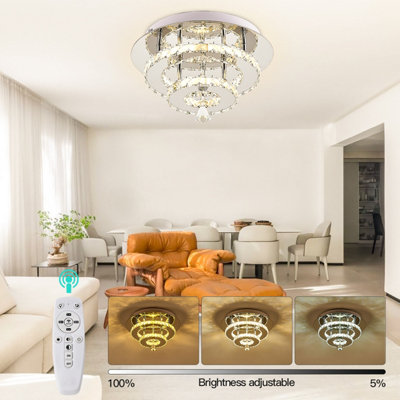 Darphe 30W Double Layer Crystal Dimmable Led Ceiling LightChrome Plated Crystal Light from B&Q