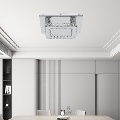 Darphe 24W Square Chrome Plated Crystal Ceiling Light For Living Room And Dining Room Decorative Light from B&Q