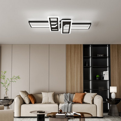 Darphe 90X60Cm Black Acrylic Rectangular Led Semi Ceiling Light from B&Q