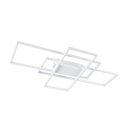 Darphe 89W White Rectangular Modern Semi-Ceiling LightMinimalist Living Room Light from B&Q