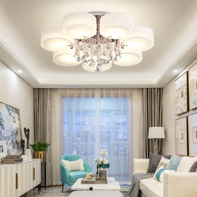 Darphe Modern 7 Petal Led Semi Ceiling Light With Diamond Crystal PendantDimmable And Color-Changing Ceiling Light from B&Q