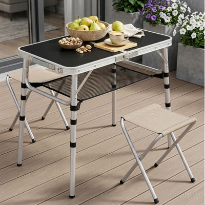 Breeins Half-Fold Portable Folding Height Adjustable Camping Table With Carrying HandleBlack from B&Q