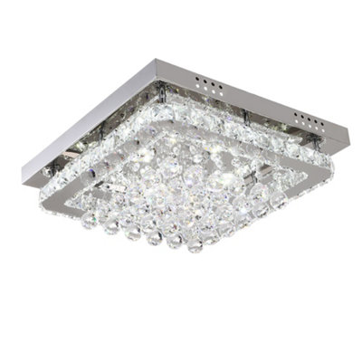Darphe 30W Modern Square Style Crystal Ceiling Light With Chrome Plating from B&Q