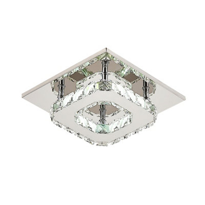 Darphe 12W Single Layer Square Crystal Ceiling Light With Cool White Led Semi Ceiling Light from B&Q