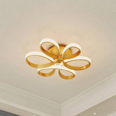 Darphe 52W Remote Control Dimmable Gold Led Semi-Flush Ceiling LightModern Petal Shaped Ceiling Light from B&Q