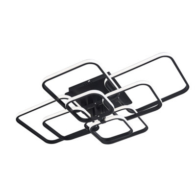 Darphe 108W Dimmable Living Room Ceiling Light 8 Square Black Acrylic Semi Ceiling Light from B&Q