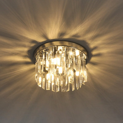 Darphe 30Cm Dia Round Crystal ChandelierDouble Layer Crystal Ceiling Light from B&Q