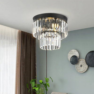Darphe Crystal Ceiling Light G9 Light Bases,black Chrome Base Crystal Chandelier from B&Q