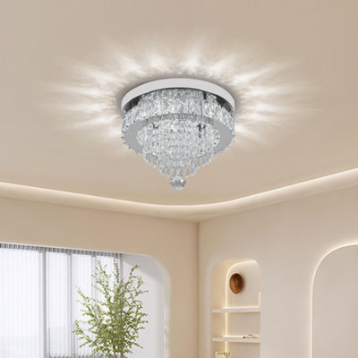 Darphe 30Cm Dia Elegant Round Chrome Plated Crystal Ceiling LightCool White Light from B&Q