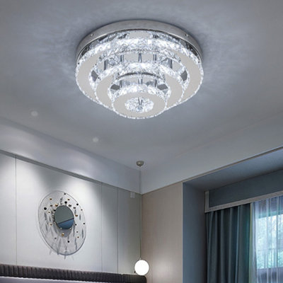 Darphe 35Cm Dia Round Crystal Ceiling Light With Chrome Plated Crystal Led Light from B&Q