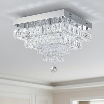 Darphe 35Cmwx35Cmd Square Crystal Ceiling Chandelier With Crystal Pendant from B&Q