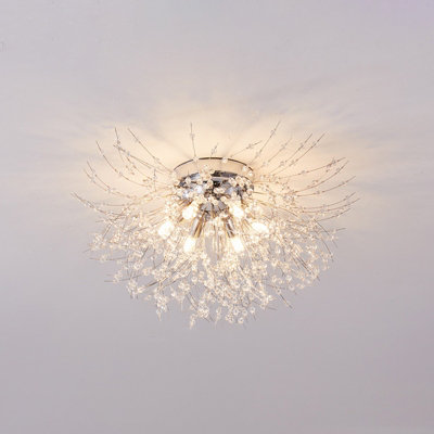 Komore Premium Crystal Metal Ceiling LightChrome Flush Mount50Cm Dia from B&Q