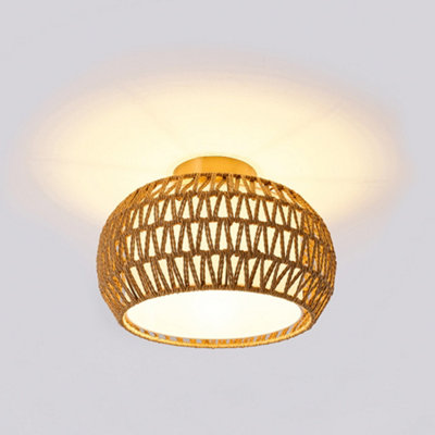Komore 25Cm Dia Hand Woven Rattan Double-Layer Fabric Ceiling Light from B&Q