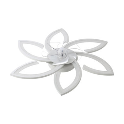 Komore White 6-Petal Flower Led Fan Light,66W Dimmable,app & Remote Control from B&Q