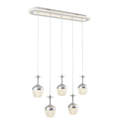 Komore 60W Linear 5 Led Lights Ceiling Pendant Light,3-Colour Dimmable from B&Q