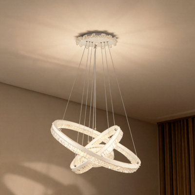 Komore White Double Ring Led Pendant Light Clear Acrylic,3 Colours Dimmable from B&Q