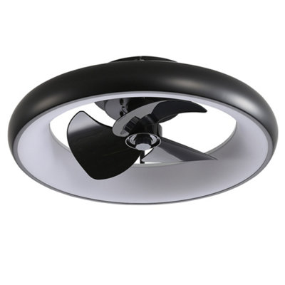 Komore 22-Inch Modern Black Ceiling Fan Light With Reversible Blades,dimmable from B&Q