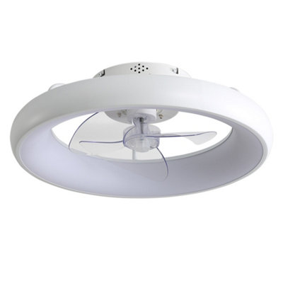 Komore 22-Inch Open Frame Minimalist Ring Ceiling Fan Lamp Dimmable-White from B&Q
