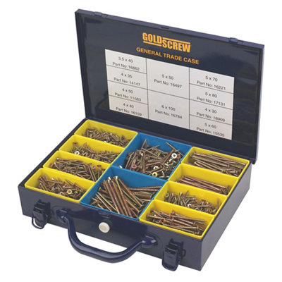 Goldscrew General Pz Flat Countersunk Carbon Steel Woodscrews Trade CasePack Of 1400 from B&Q