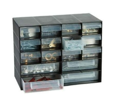  - 16 Drawer Storage Cabinet Home Garage Nail Screw Craft Bits Organiser Unit