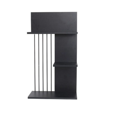 New Wooden Wall Shelf Home Office Storage Shelving Unit 3 Tier Shelves Bookcase Black Tidy from B&Q