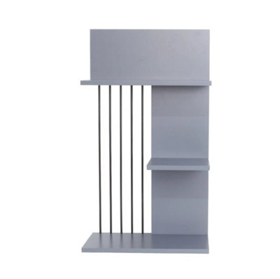  - Grey Wall Shelving Unit 3 Tier Bookcase Storage Home Office Wooden Display Shelf Tidy