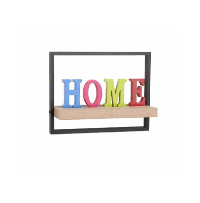 OPTIMAL PRODUCTS Stylish Floating Wall Shelves Storage Display With Metal Frame(500X235X350mm) from B&Q