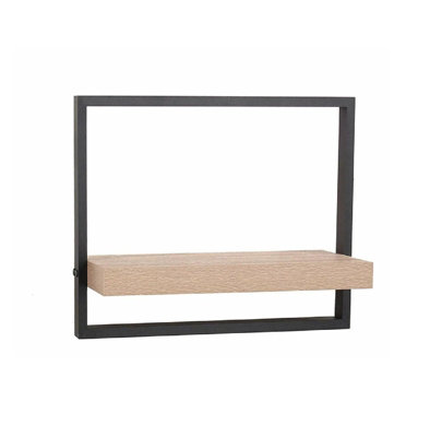 OPTIMAL PRODUCTS Stylish Floating Wall Shelves Storage Display With Metal Frame (650X235X350mm) from B&Q