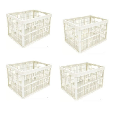 Thumbs Up 32 Litre Cream Plastic Storage Crates Stackable Box Home Garage Warehouse 4X from B&Q