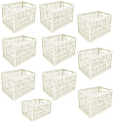 Thumbs Up 32 Litre Cream Plastic Storage Crates Stackable Box Home Garage Warehouse 10X from B&Q