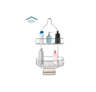 OPTIMAL PRODUCTS 2 Tier Wall Mounted Hanging Bathroom Shower Caddy Soap Dish Rack Tidy Stand Rack from B&Q