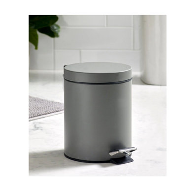 Optimal Products 3 Ltr Pedal Bin With Lid Rubbish Waste Bins Grey