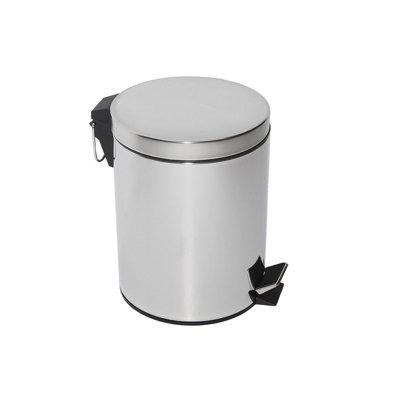 Optimal Products 3 Ltr Pedal Bin With Lid Rubbish Waste Bins Silver