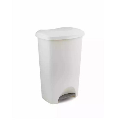 B&Q Addis 50L Cream Foot Pedal Bin Dustbin Plastic Rubbish Paper Waste Kitchen Office Bins