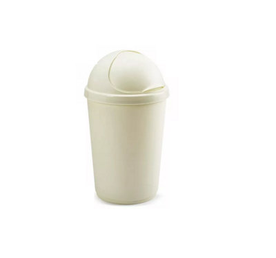 30L Litre Cream Plastic Bullet Bin Rubbish Waste Bins Kitchen Dustbin Flap Lid from B&Q