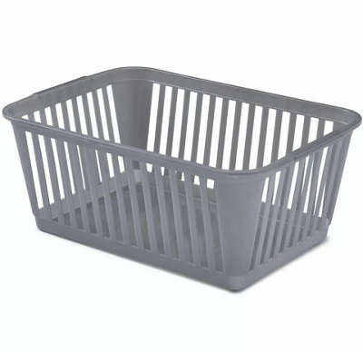 B&Q Pack Of 10 Handy Storage Basket Plastic Pharmacy Organiser School Office Kitchen Tidy Crate 30Cm Silver/Grey