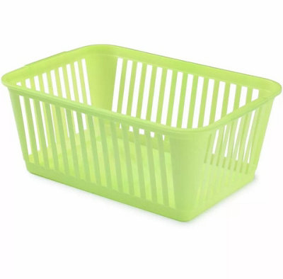 B&Q Green Lime Handy Storage Basket Plastic Crate School Office Kitchen Pharmacy Tidy Organiser Pack Of 10 30Cm