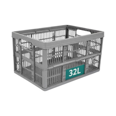 Thumbs Up 32 Litre Silver Plastic Storage Crates Stackable Box Home Garage Warehouse 1X from B&Q