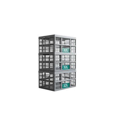 Thumbs Up 32 Litre Silver Plastic Storage Crates Stackable Box Home Garage Warehouse 3X from B&Q