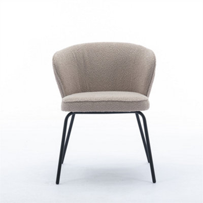 017 Boucle Fabric Wing back Armchair Accent Chair Dining Chair with Black Powder Coating Metal ...