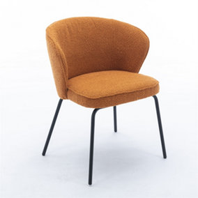 017 Boucle Fabric Wing back Armchair Accent Chair  Dining Chair with Black Powder Coating Metal Leg, Orange