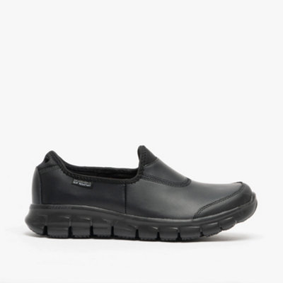 Skechers Women's Black Work Relaxed Fit: Sure Track Slip-On Shoes In Size 5 | Leather/Textile - Image 5